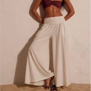 Free People Cream Wide-Leg Pants